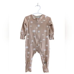 Loulou Lollipop Baby Kids One Piece Footie in Beige with Sun Pattern